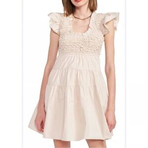 En Saison Matisse Tiered Flutter Sleeve Minidress